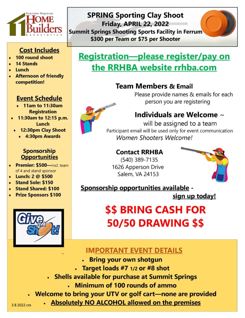 Spring Sporting Clay Shoot Roanoke Regional Home Builders Association